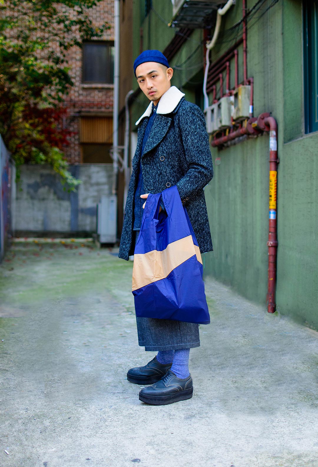 Shoppingbag L 'navy & camel' - Susan Bijl