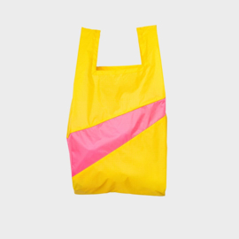 Shoppingbag M 'tv yellow & fluo pink' - Susan Bijl FLASH