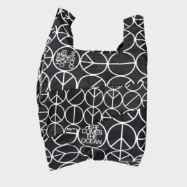 Shoppingbag L 'Peace Black' - Susan Bijl x Experimental Jetset