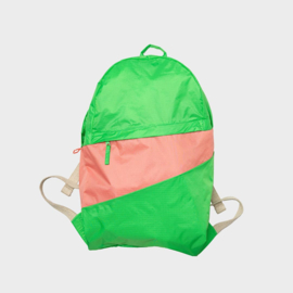 The New Foldable Backpack L 'greenscreen & coral' - Susan Bijl FLASH
