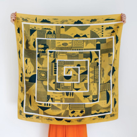 Furoshiki 90 x 90 cm 'Maze' Mustard - Link