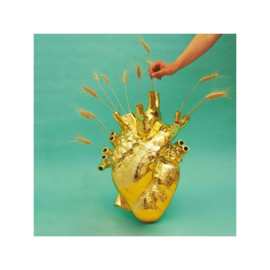 Gouden vaas in de vorm van een hart 'Love in Bloom Giant Gold' - Seletti