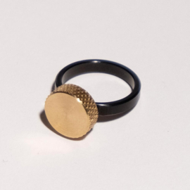 Black Narrow + Flat Circle - Small Factory Ring