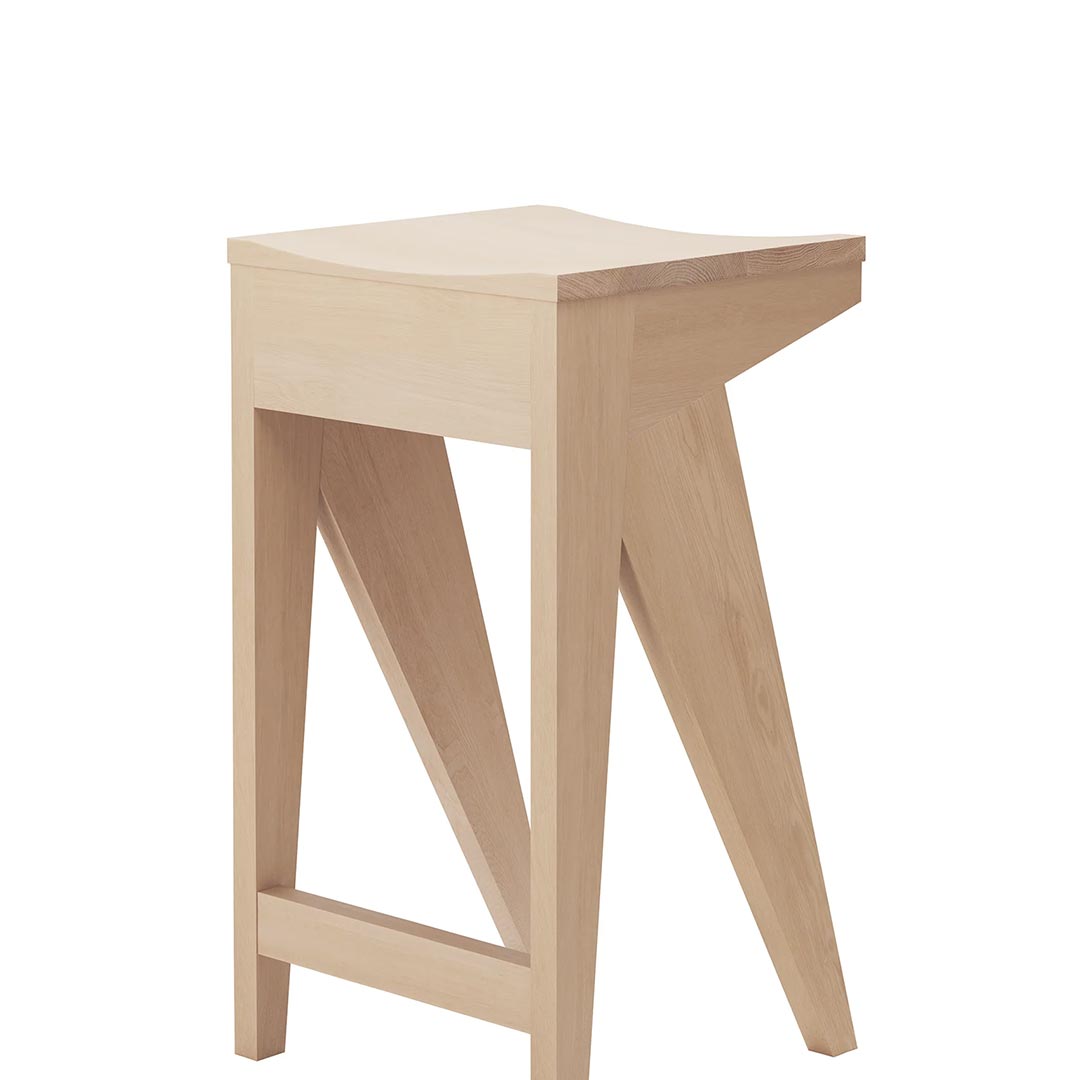 Schulz barkruk 65 cm Eikenhout white gewaxed - OUT