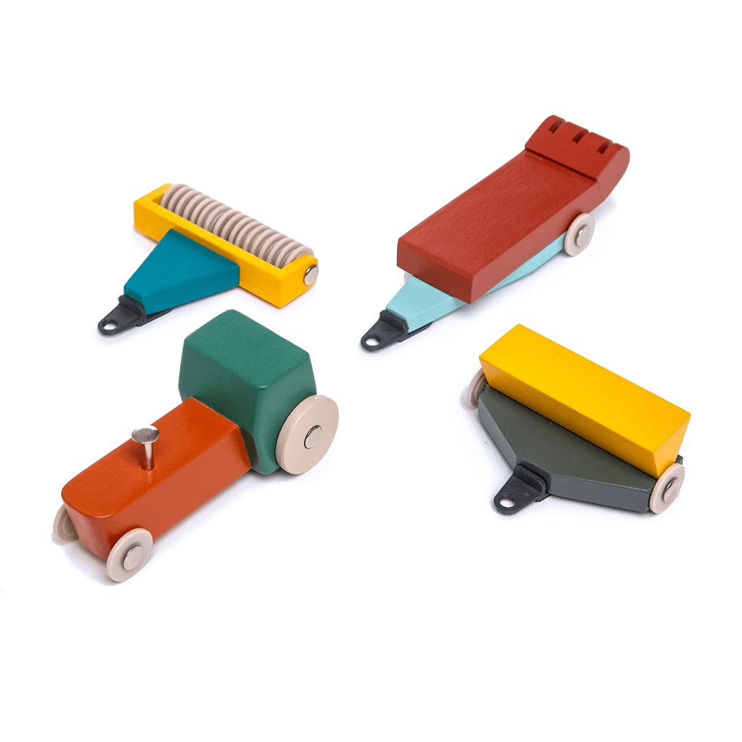 Houten tractor set, 4 delig - Floris Hovers / Ikonic