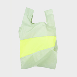 Shoppingbag L 'pistachio & fluo yellow' - Susan Bijl