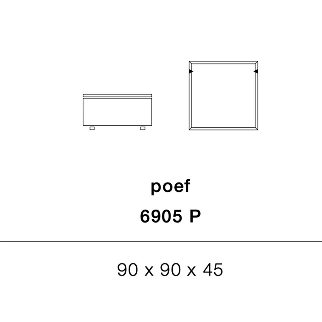 6905 Gelderland - Poef / ottoman 90 x 90 cm