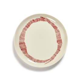 Plat bord 22,5 cm Wit & Rood - Ottolenghi / Serax