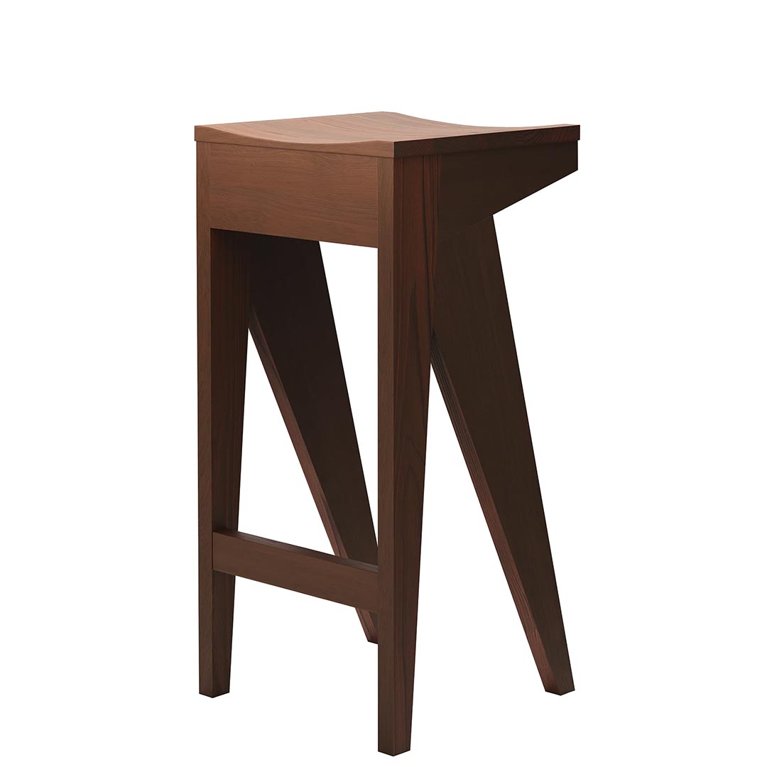 Schulz barkruk 75 cm Walnotenhout gewaxed - OUT