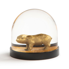 Wonderball Pig / Biggetje: gouden glitter sneeuwbol - &Klevering