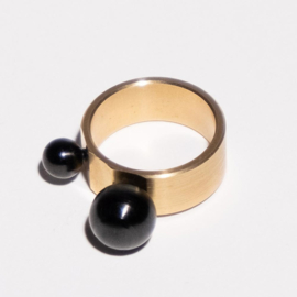 Gold Wide + Big Ball & Small Ball - Small Factory Ring