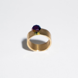 Gold Wide + Diamond rainbow - Small Factory Ring