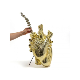 Gouden vaas in de vorm van een hart 'Love in Bloom Giant Gold' - Seletti