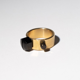 Gold Wide + Hexagon & Crown - Small Factory Ring