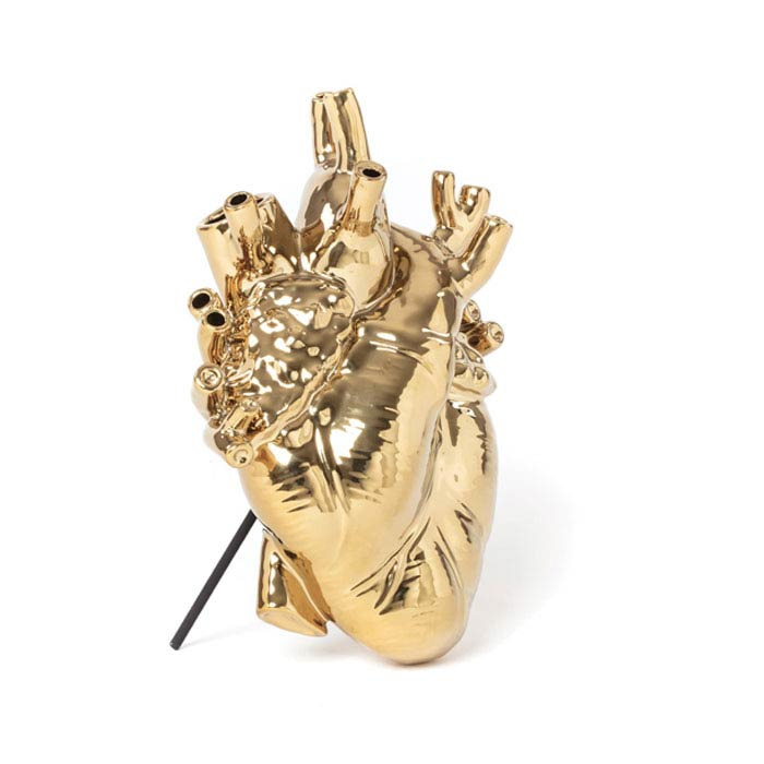 Gouden vaas in de vorm van een hart 'Love in Bloom' - Seletti