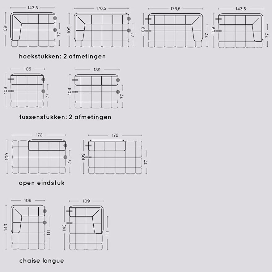 Overzicht modules Quilton Sofa HAY