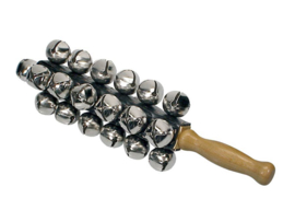 Sleigh bells met houten handvant, 25 bells
