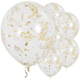 Witte Ballonnen Gouden Confetti