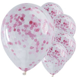 Doorzichtige Ballon met Babyroze Confetti