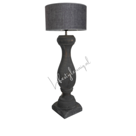 HOUTEN BALUSTER LAMP met kap 81 cm