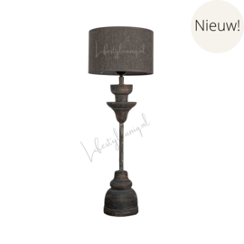 HOUTEN LAMP op stang met kap