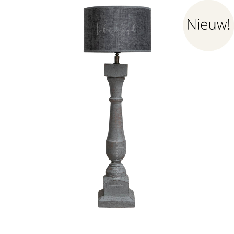 HOUTEN BALUSTER LAMP met kap Sober wonen lifestyle Uniq