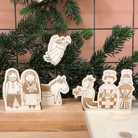 Set houten kerststal figuren