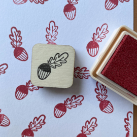 Stempel mini - eikeltje met herfstblad