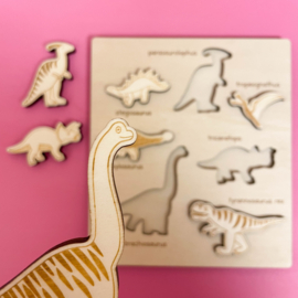 Houten puzzel dino's