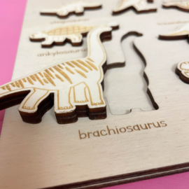 Houten puzzel dino's