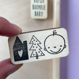 Stempel huisje, boompje, baby - illustratie