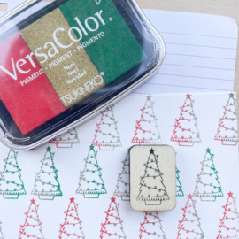 Stempel kerstboom met lichtjes