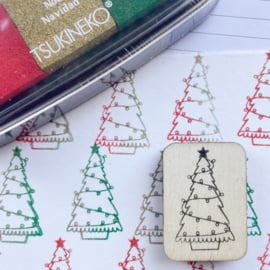 Stempel kerstboom met lichtjes