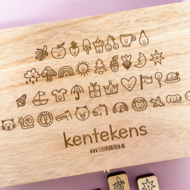 Kentekens stempelset compleet + houten bewaarkist M