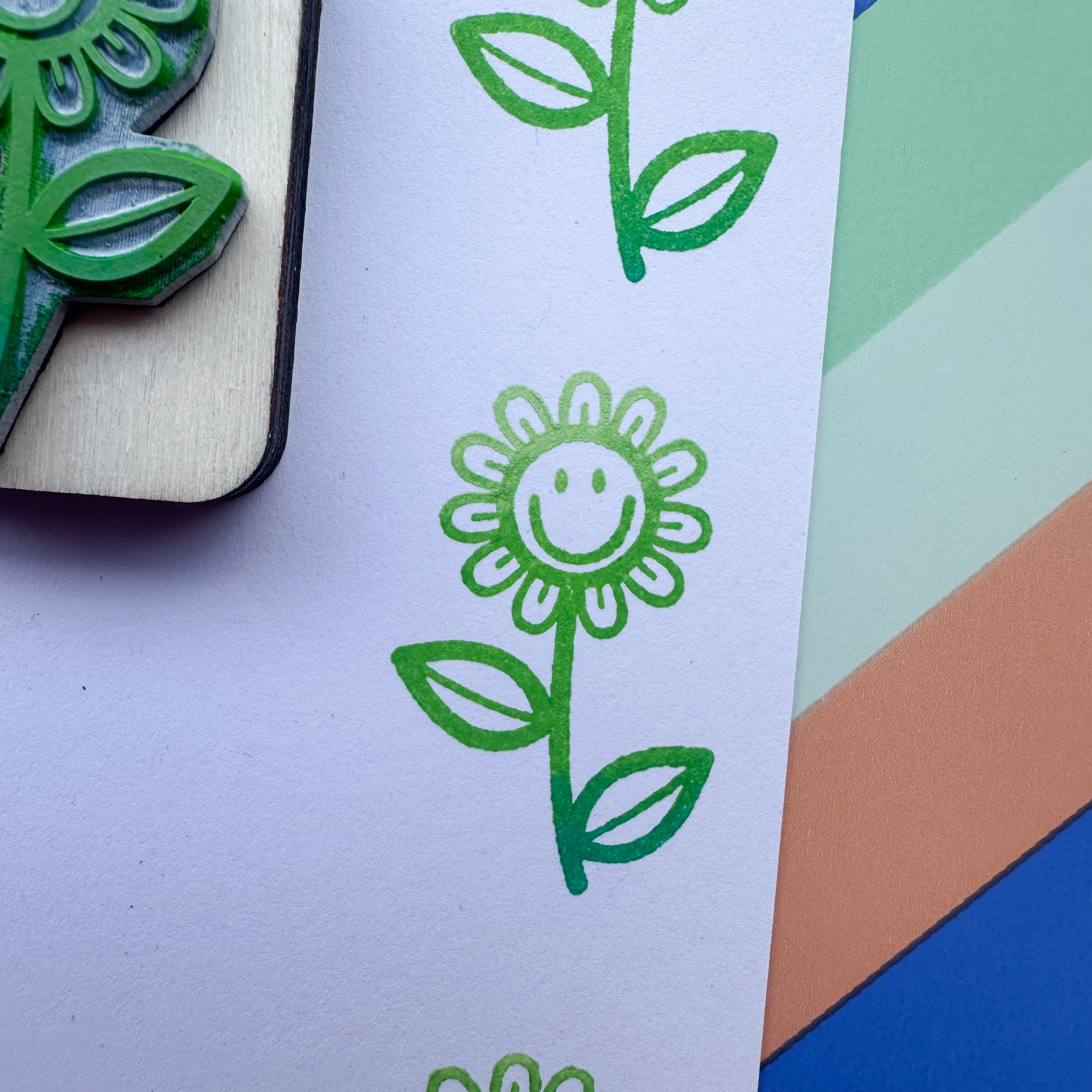 Stempel - bloem smiley