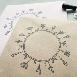 Stempel bloemen cirkel