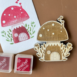 Stempel paddenstoel huisje groot
