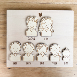 Houten puzzel familie gepersonaliseerd