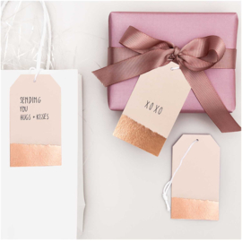 Labels - poeder roze / rosé goud 24 stuks