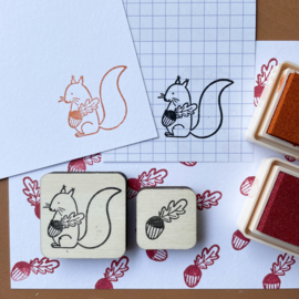 Stempel mini - eikeltje met herfstblad