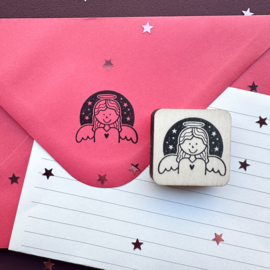 Stempel - engel met sterrenhemel