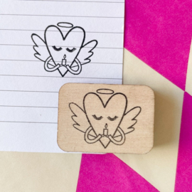 Stempel engel hartje met kaars