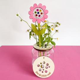 Bloemenhouder met tekst mama/oma