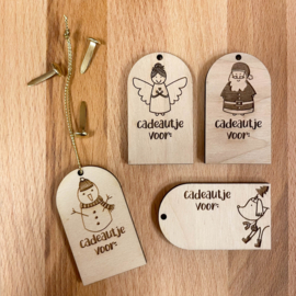 Set houten kerst labels (4 stuks)