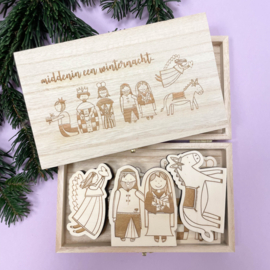 Set houten kerststal figuren