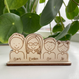 Houten kaart familie gepersonaliseerd