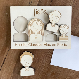 Houten puzzel familie gepersonaliseerd