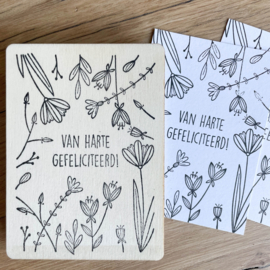 Stempel bloemen  - van harte gefeliciteerd!