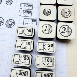 Stempel set - euro munten en biljetten