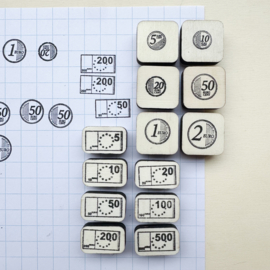 Stempel set - euro munten en biljetten